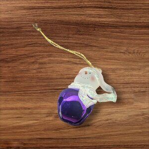 Jingle Buddies Purple Snowman Bell Ornament Festive Holiday Decor 3” Hanging Acc